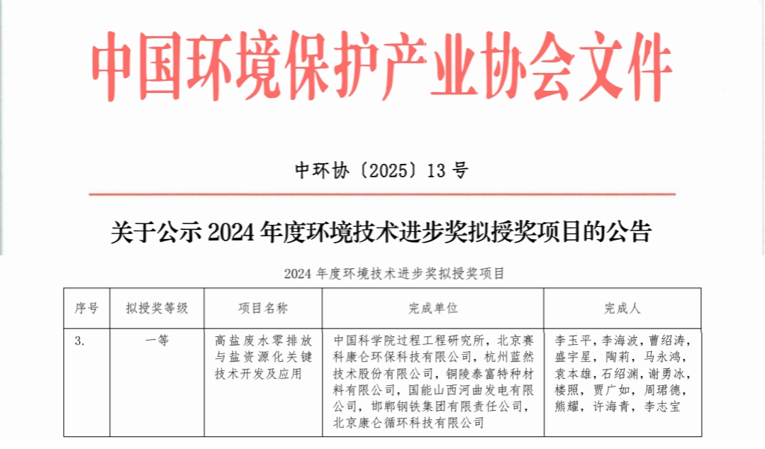 重磅榮譽！杭州藍然斬獲2024環(huán)境技術(shù)進步獎一等獎